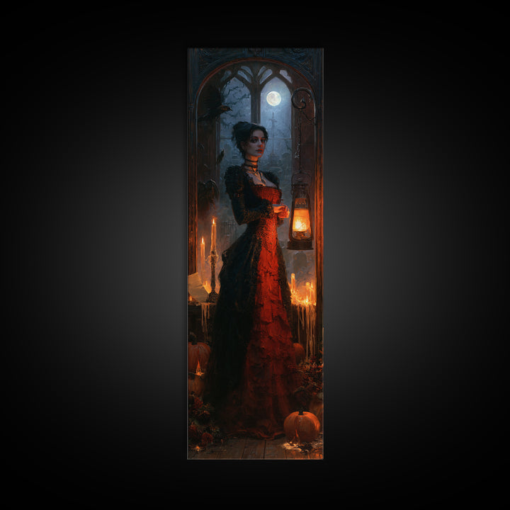 The Crossroads Spirit, Antique Gothic Portrait, Tall Narrow Wall Art, Canvas Print, Gothic Wall Decor, Halloween Portrait Art