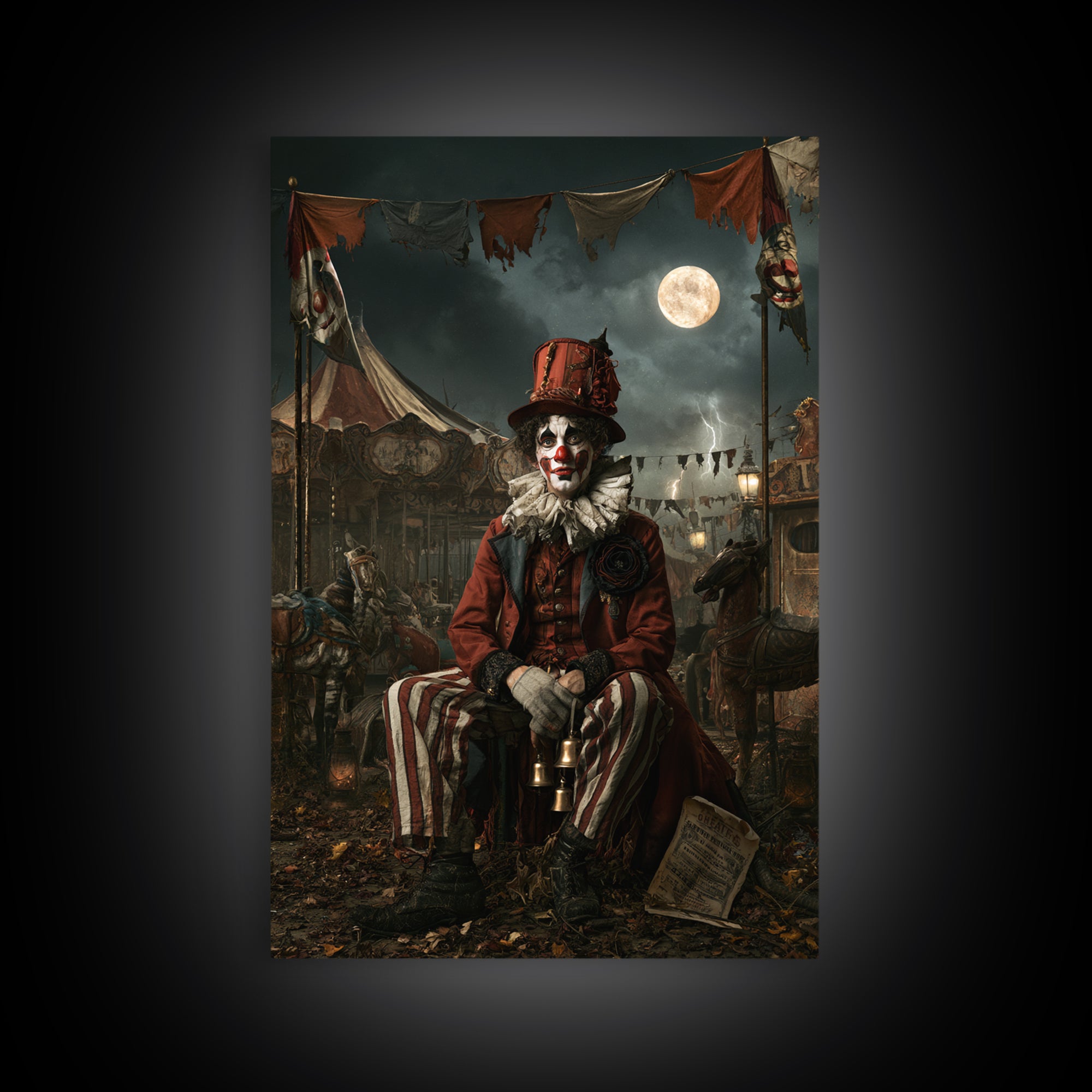 The Abandoned Carnival, Victorian Gothic Art, Vertical Wall Art, Framed Canvas Print, Gothic Wall Decor, Halloween Portrait Art