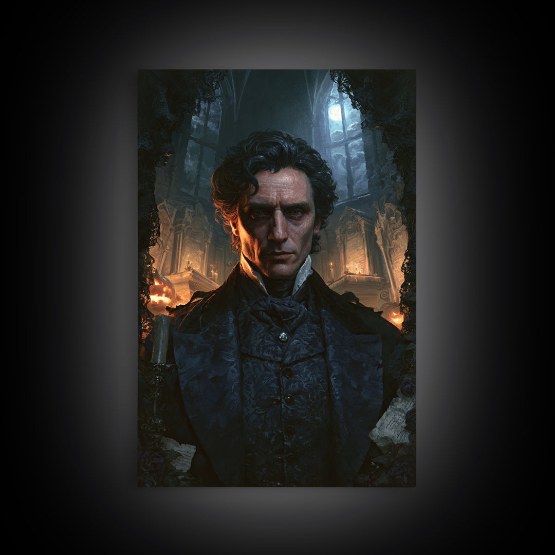 The Forgotten Crypt, Antique Gothic Portrait, Vertical Wall Art, Canvas Print, Gothic Wall Decor, Halloween Portrait Art, Statement Wall Art