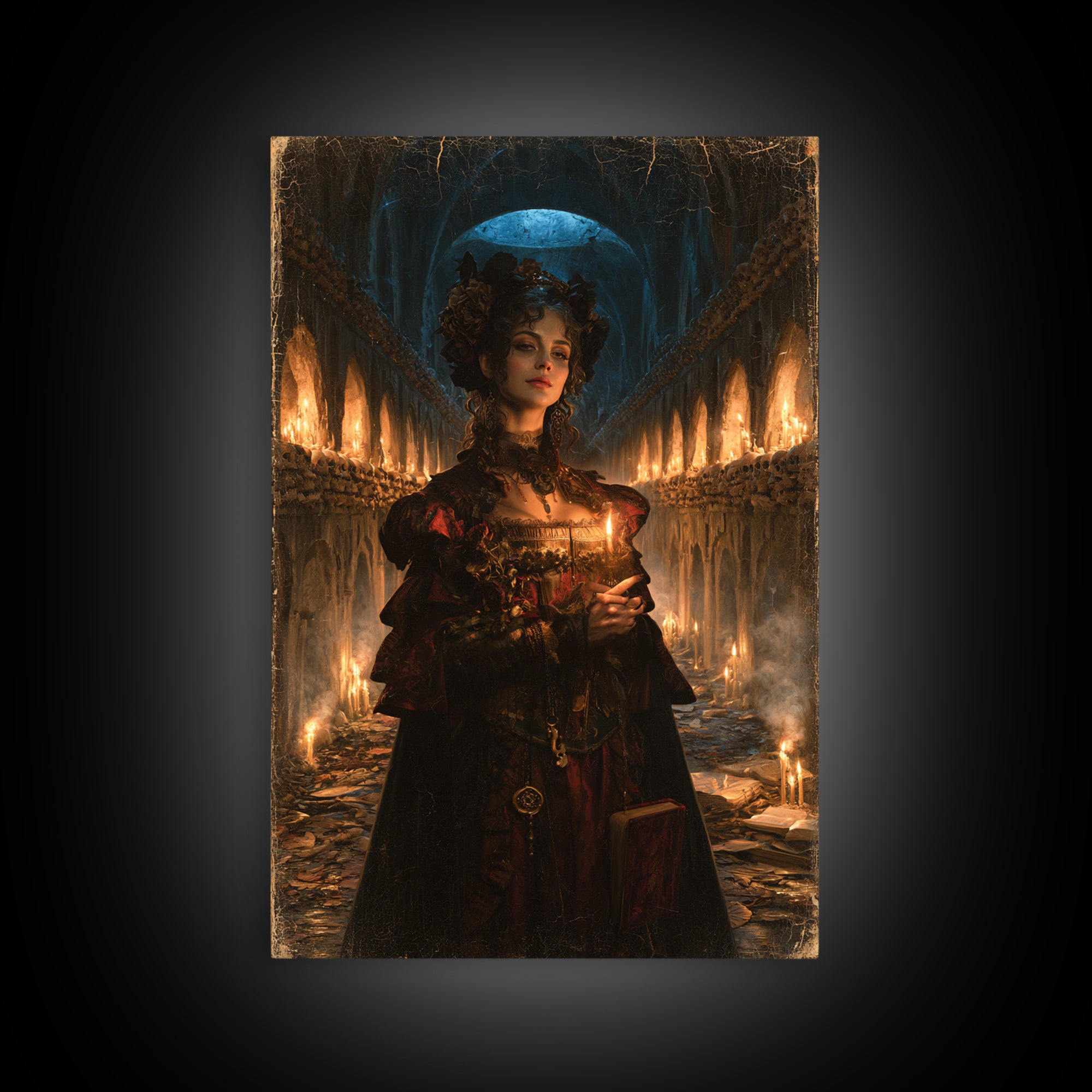 The Endless Catacombs, Victorian Gothic Art, Vertical Wall Art, Canvas Print, Gothic Wall Decor, Halloween Portrait Art, Dark Fantasy Art