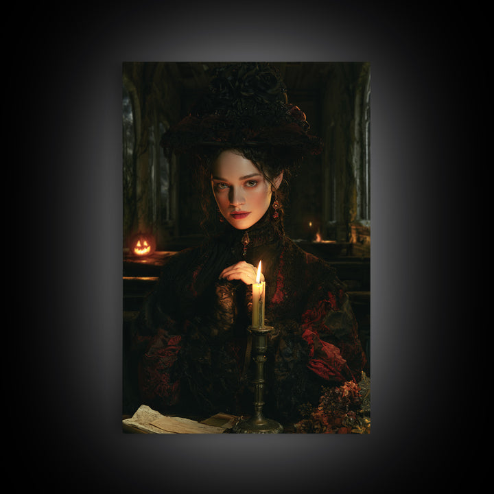 The Overgrown Chapel, Antique Gothic Portrait, Vertical Wall Art, Framed Canvas Print, Gothic Wall Decor, Halloween Portrait Art