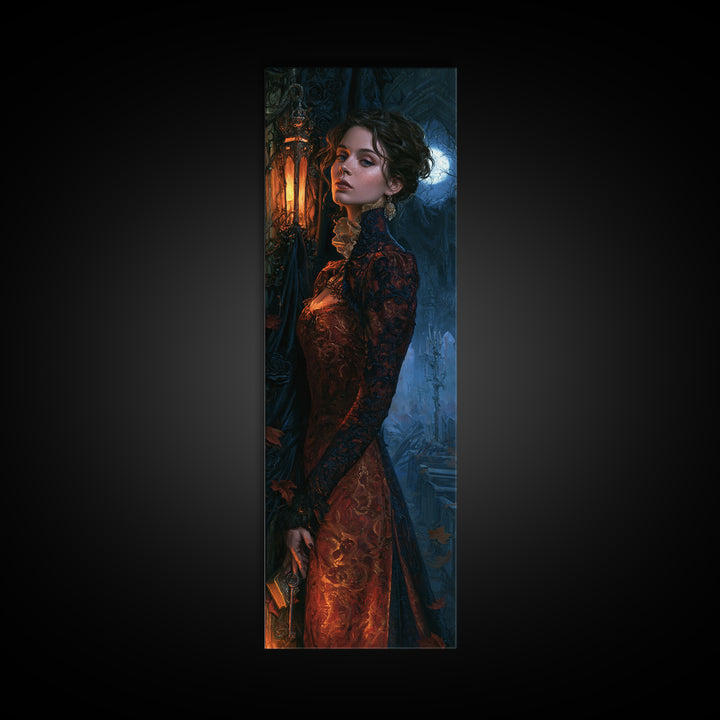 The Overgrown Chapel, Victorian Horror Portrait, Tall Narrow Wall Art, Canvas Print, Gothic Wall Decor, Halloween Portrait Art