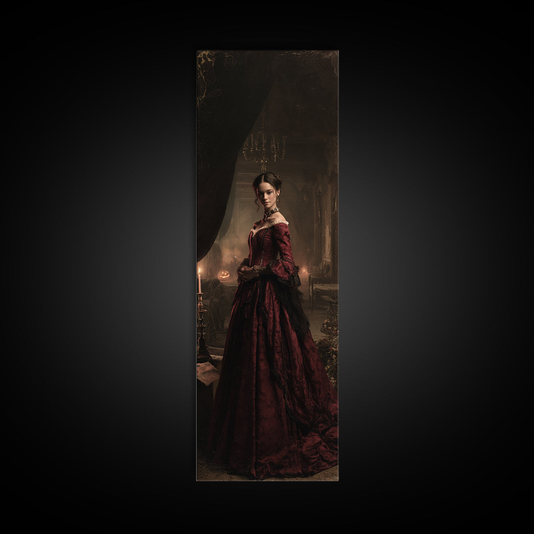 The Derelict Asylum, Victorian Horror Portrait, Tall Narrow Wall Art, Canvas Print, Gothic Wall Decor, Halloween Portrait Art