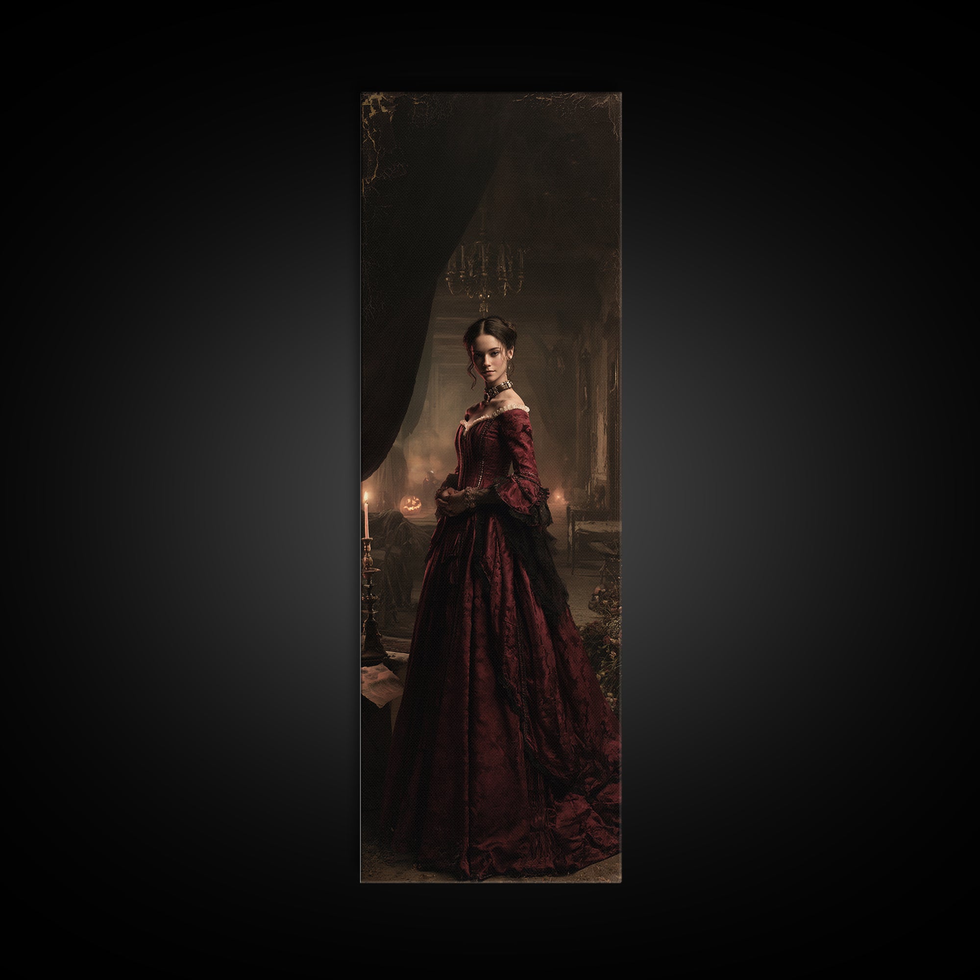 The Derelict Asylum, Victorian Horror Portrait, Tall Narrow Wall Art, Canvas Print, Gothic Wall Decor, Halloween Portrait Art
