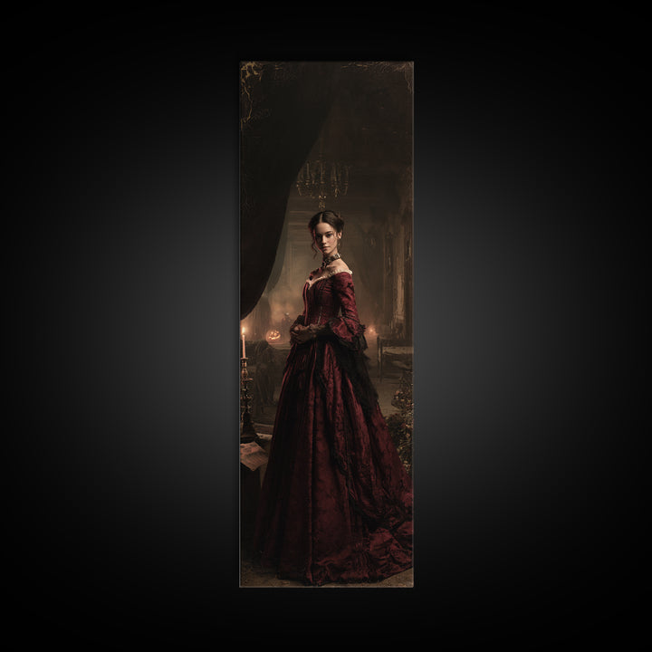 The Derelict Asylum, Victorian Horror Portrait, Tall Narrow Wall Art, Canvas Print, Gothic Wall Decor, Halloween Portrait Art
