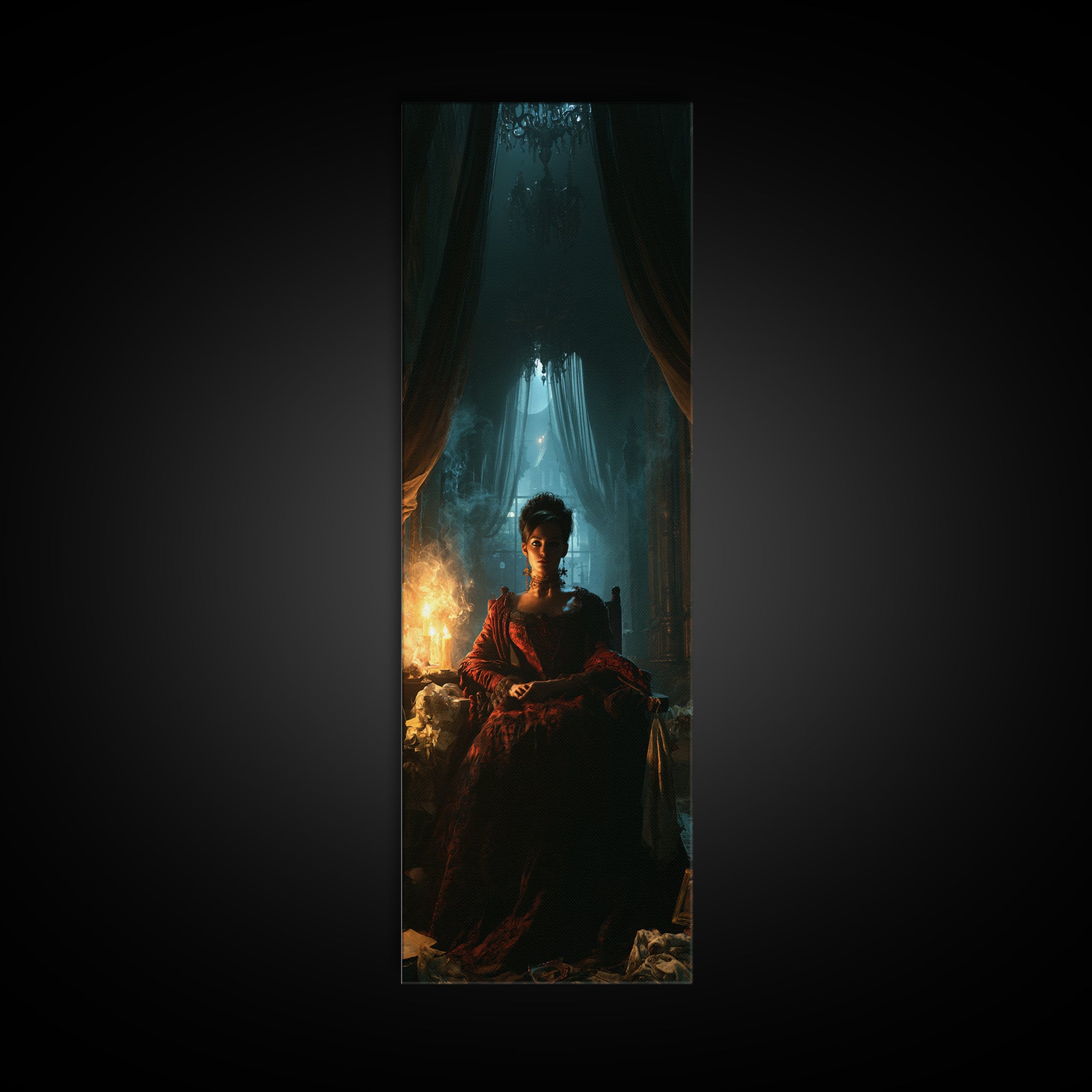 The Haunted Hotel, Macabre Victorian Decor, Tall Narrow Wall Art, Framed Canvas Print, Gothic Wall Decor, Halloween Portrait Art