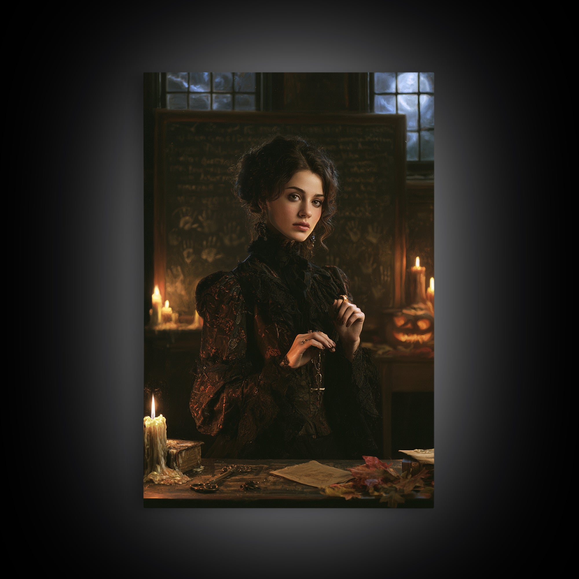 The Silent Schoolhouse, Macabre Victorian Decor, Vertical Wall Art, Canvas Print, Gothic Wall Decor, Halloween Portrait Art