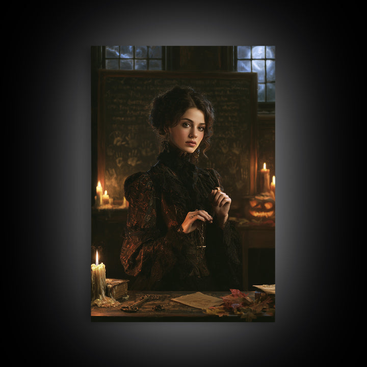 The Silent Schoolhouse, Macabre Victorian Decor, Vertical Wall Art, Canvas Print, Gothic Wall Decor, Halloween Portrait Art
