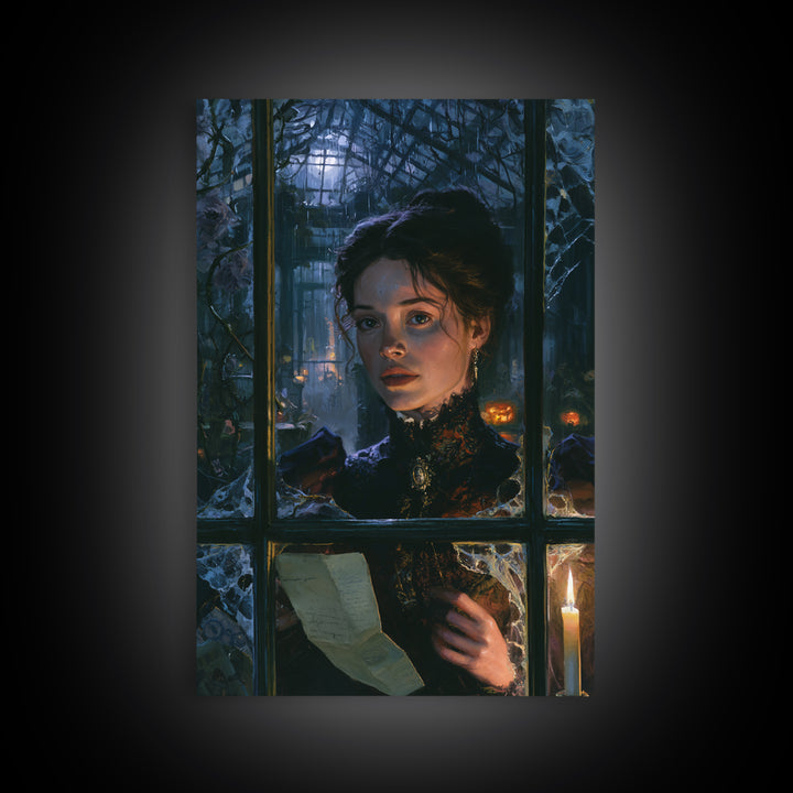 The Cemetery Greenhouse, Victorian Gothic Art, Vertical Wall Art, Canvas Print, Gothic Wall Decor, Halloween Portrait Art
