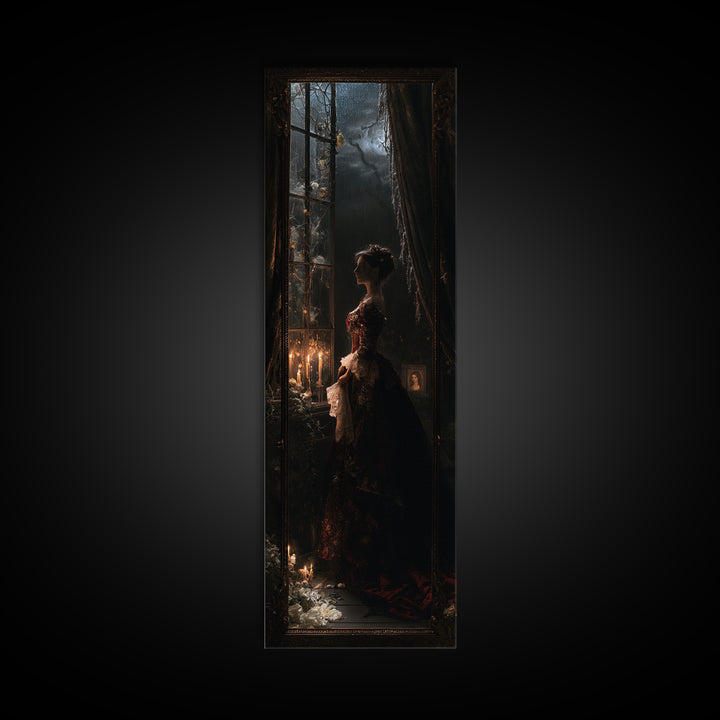 The Cemetery Greenhouse, Antique Gothic Portrait, Tall Narrow Wall Art, Canvas Print, Gothic Wall Decor, Halloween Portrait Art