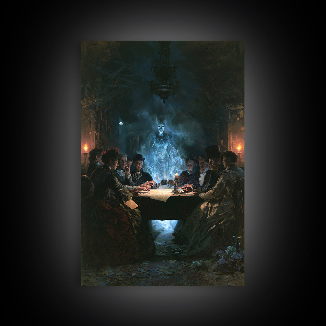 The Candlelit Seance, Antique Gothic Portrait, Vertical Wall Art, Framed Canvas Print, Gothic Wall Decor, Halloween Portrait Art