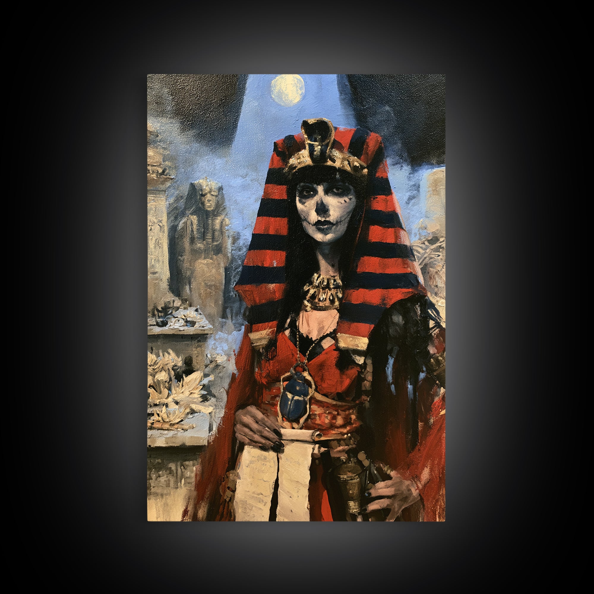The Graveyard Dance, Victorian Gothic Art, Vertical Wall Art, Framed Canvas Print, Gothic Wall Decor, Halloween Portrait Art