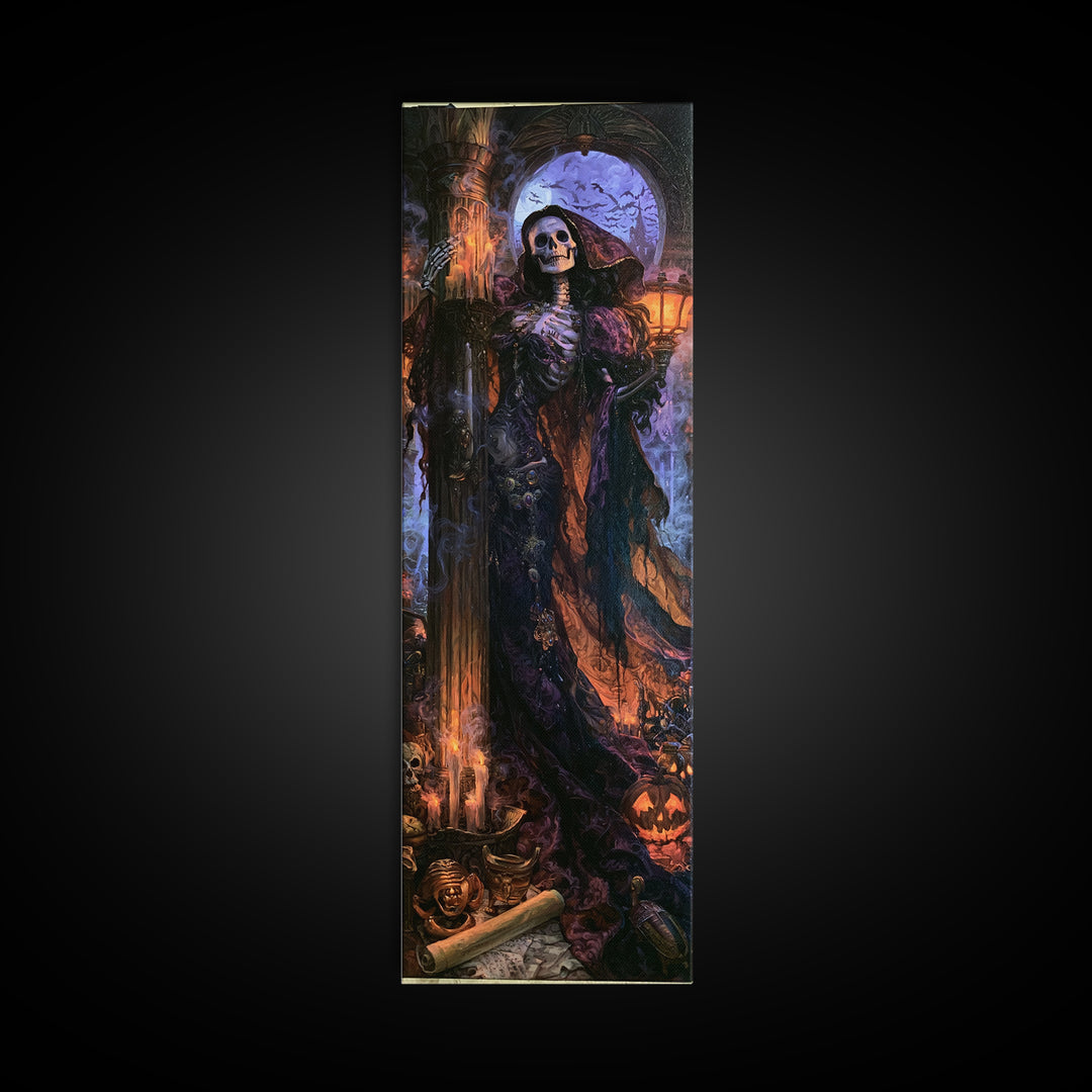 The Graveyard Dance, Macabre Victorian Decor, Tall Narrow Wall Art, Canvas Print, Gothic Wall Decor, Halloween Portrait Art