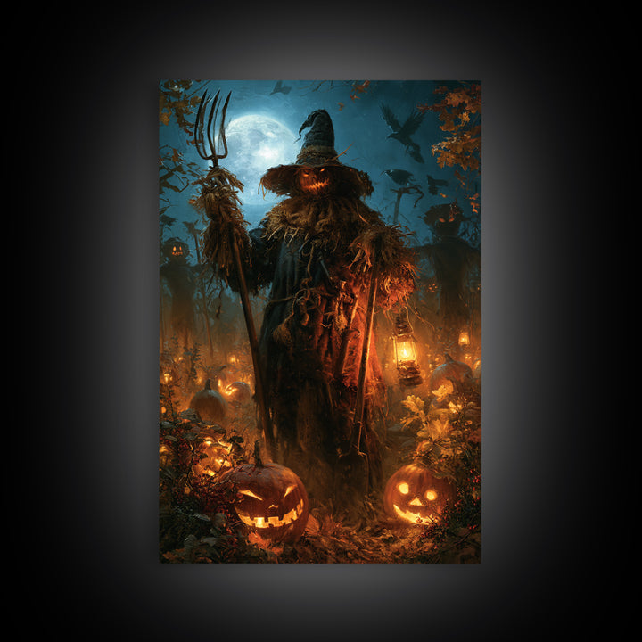 The Scarecrow Uprising, Macabre Victorian Decor, Vertical Wall Art, Framed Canvas Print, Gothic Wall Decor, Halloween Portrait Art