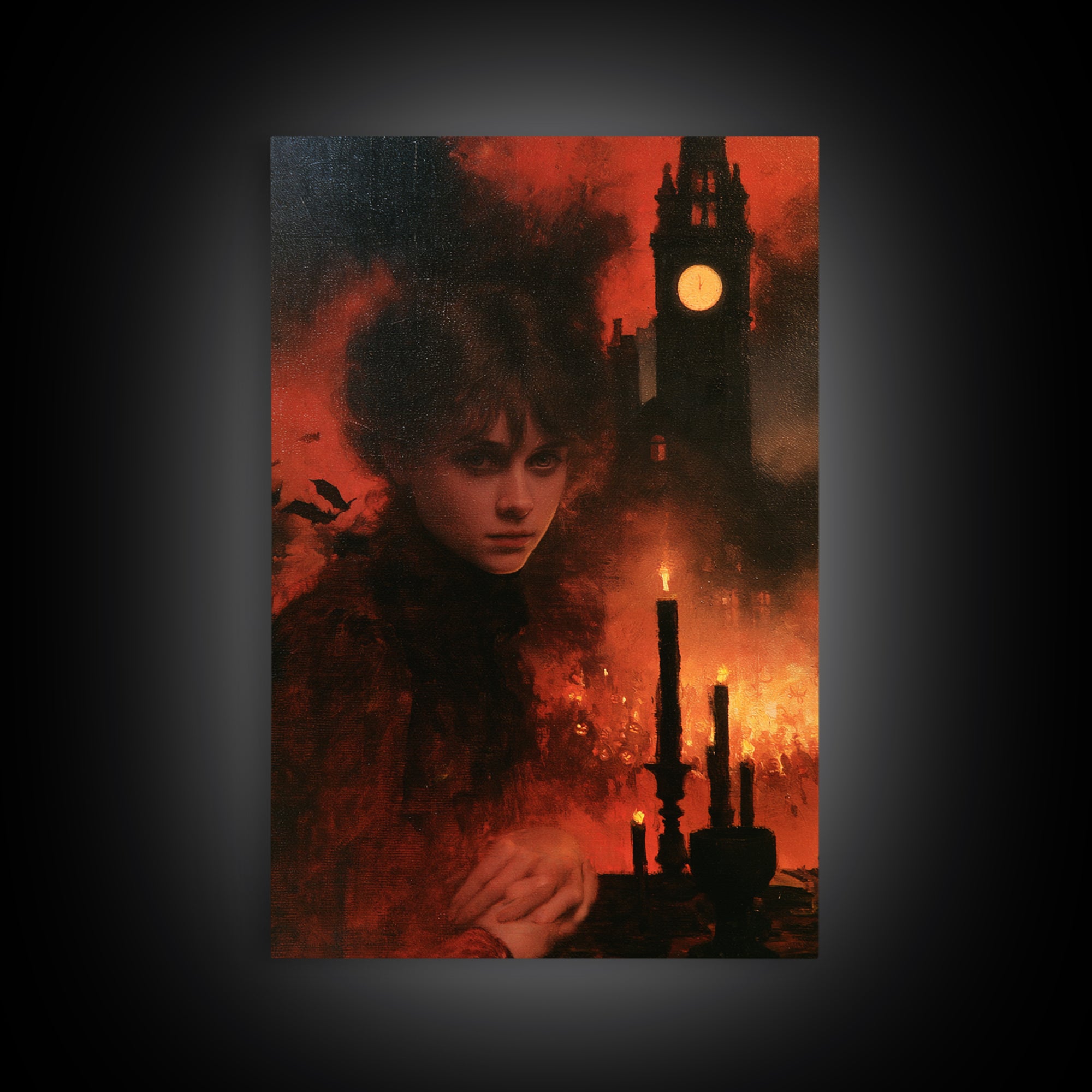 The Thirteenth Bell, Victorian Horror Portrait, Vertical Wall Art, Canvas Print, Gothic Wall Decor, Halloween Portrait Art, Macabre Wall Art