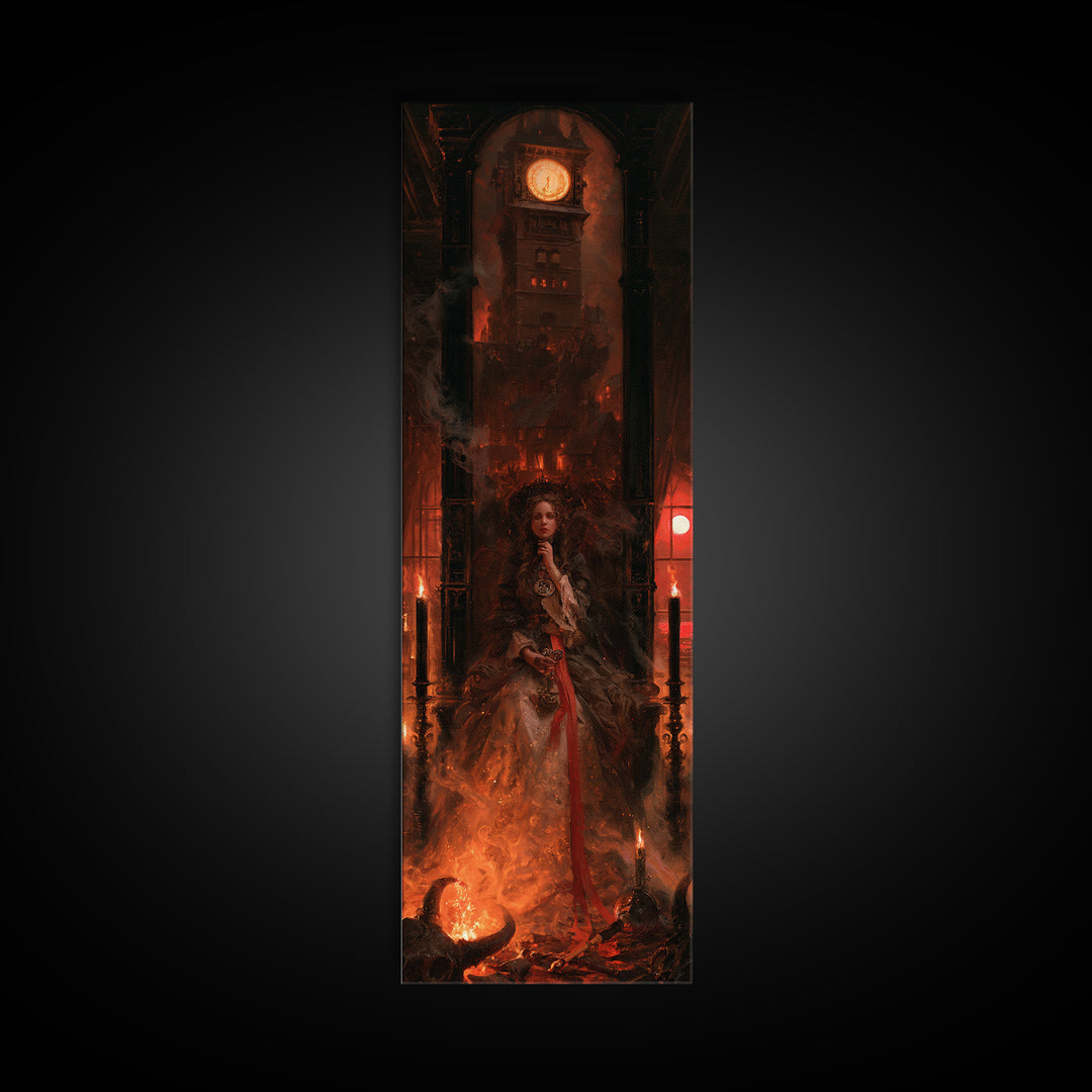 The Thirteenth Bell, Victorian Horror Portrait, Tall Narrow Wall Art, Framed Canvas Print, Gothic Wall Decor, Halloween Portrait Art