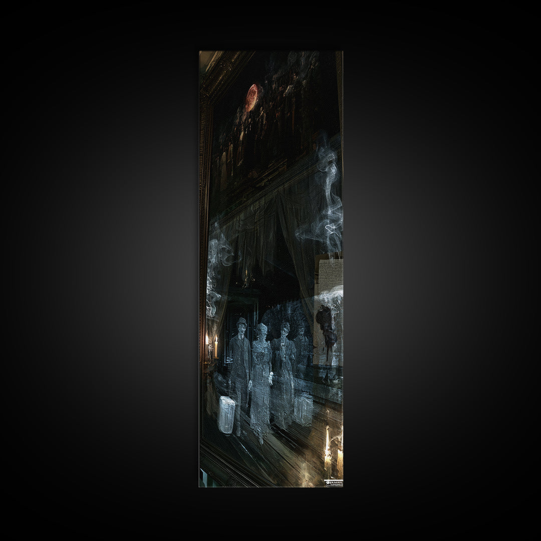 The Ghost Train Arrival, Victorian Gothic Art, Tall Narrow Wall Art, Framed Canvas Print, Gothic Wall Decor, Halloween Portrait Art