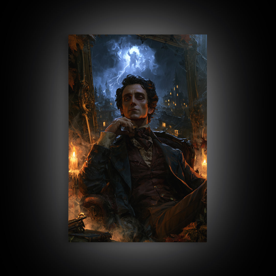 The Halloween Storm, Victorian Gothic Art, Vertical Wall Art, Canvas Print, Gothic Wall Decor, Halloween Portrait Art, Gothic Home Decor