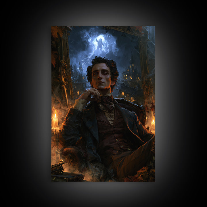 The Halloween Storm, Victorian Gothic Art, Vertical Wall Art, Canvas Print, Gothic Wall Decor, Halloween Portrait Art, Gothic Home Decor