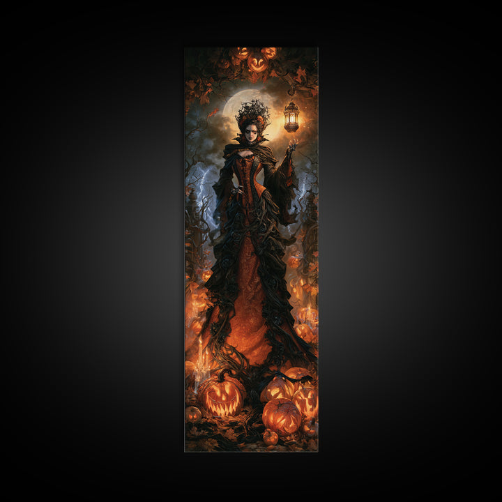 The First Frost Awakening, Victorian Gothic Art, Tall Narrow Wall Art, Framed Canvas Print, Gothic Wall Decor, Halloween Portrait Art