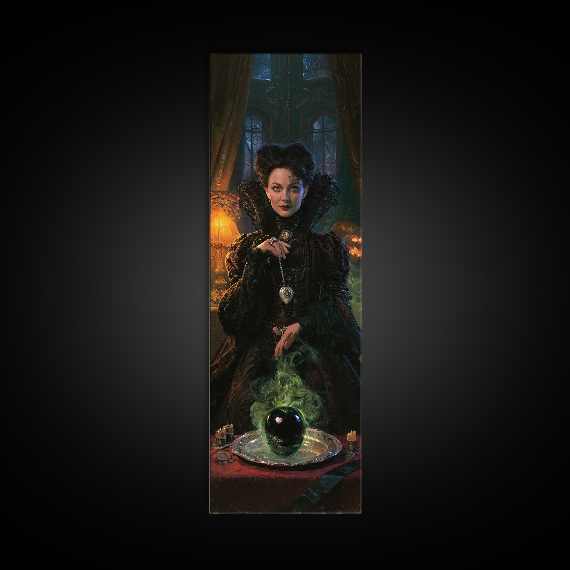 The Poisoned Apple, Victorian Horror Portrait, Tall Narrow Wall Art, Canvas Print, Gothic Wall Decor, Halloween Portrait Art