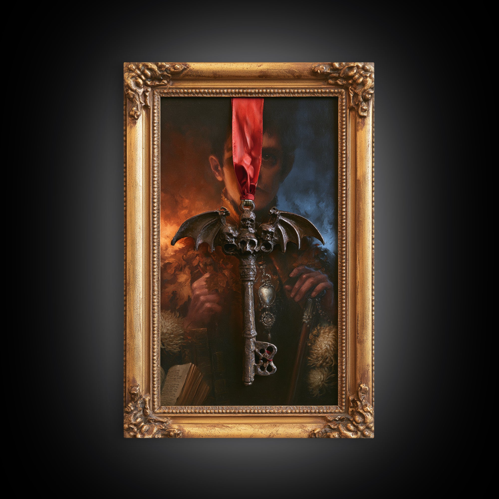 The Coffin Key, Macabre Victorian Decor, Vertical Wall Art, Canvas Print, Gothic Wall Decor, Halloween Portrait Art, Halloween Decor
