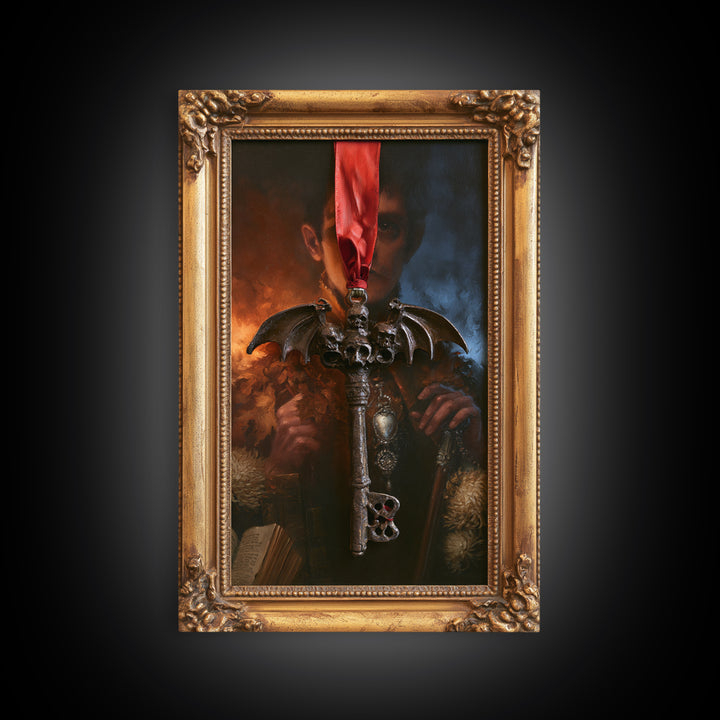 The Coffin Key, Macabre Victorian Decor, Vertical Wall Art, Canvas Print, Gothic Wall Decor, Halloween Portrait Art, Halloween Decor