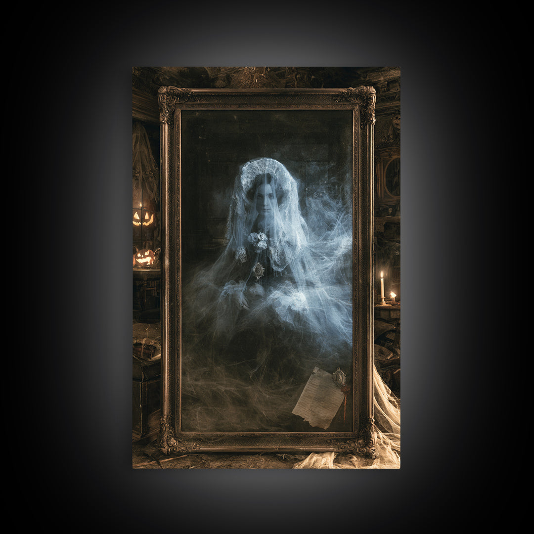 Victorian Mourning Halloween, Victorian Gothic Art, Vertical Wall Art, Canvas Print, Gothic Wall Decor, Halloween Portrait Art