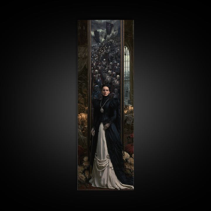 Medieval Danse Macabre, Macabre Victorian Decor, Tall Narrow Wall Art, Canvas Print, Gothic Wall Decor, Halloween Portrait Art