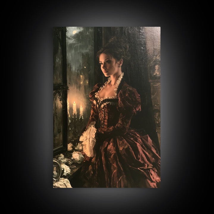 Gothic Romance, Victorian Horror Portrait, Vertical Wall Art, Canvas Print, Gothic Wall Decor, Halloween Portrait Art, Macabre Wall Art