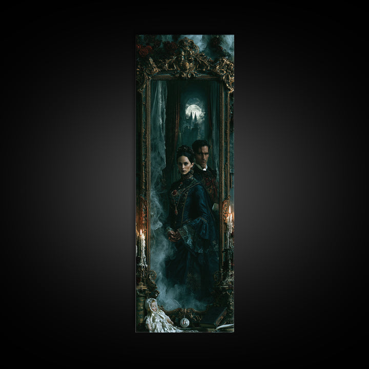 Gothic Romance, Victorian Gothic Art, Tall Narrow Wall Art, Canvas Print, Gothic Wall Decor, Halloween Portrait Art, Gothic Home Decor