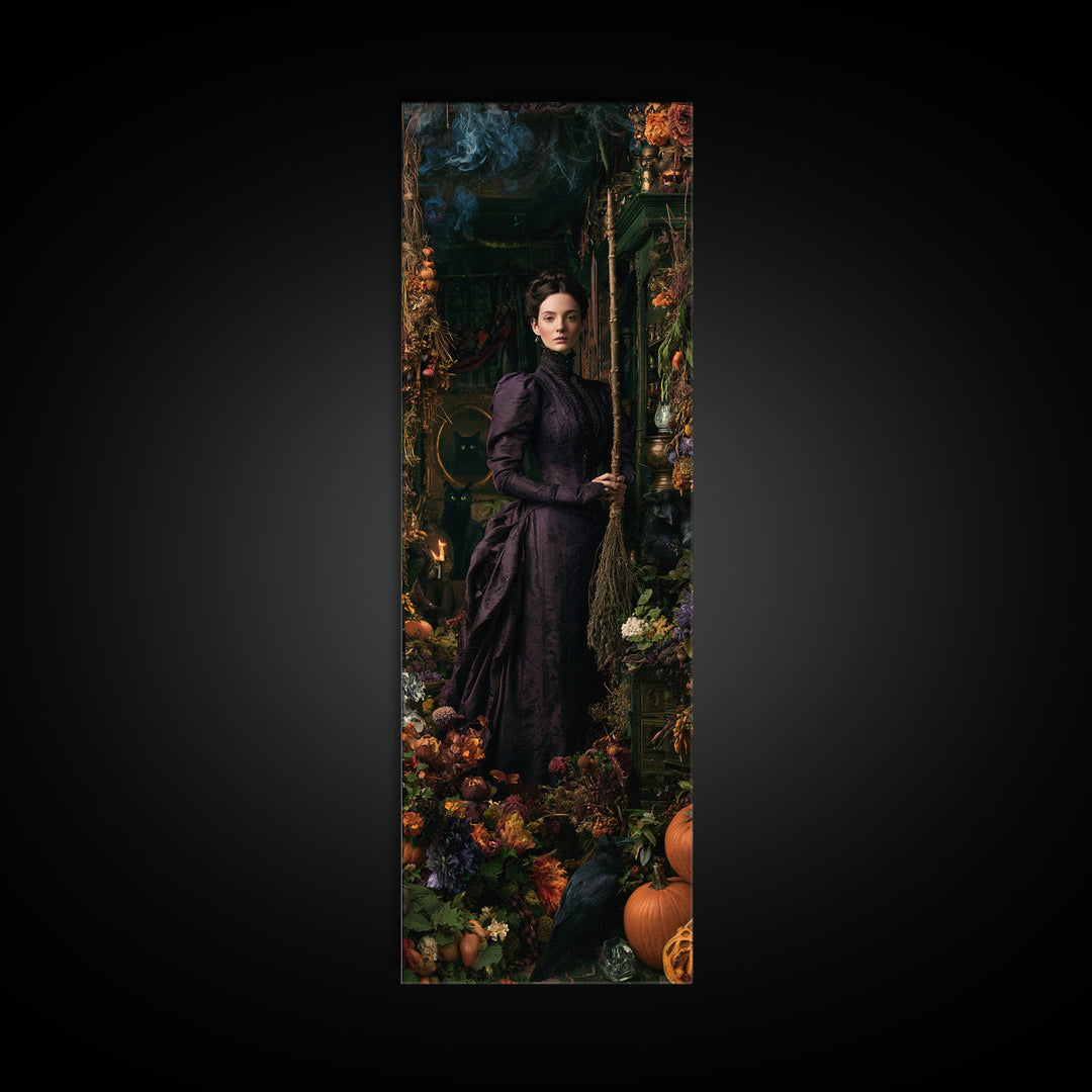 The Poison Garden, Macabre Victorian Decor, Tall Narrow Wall Art, Framed Canvas Print, Gothic Wall Decor, Halloween Portrait Art