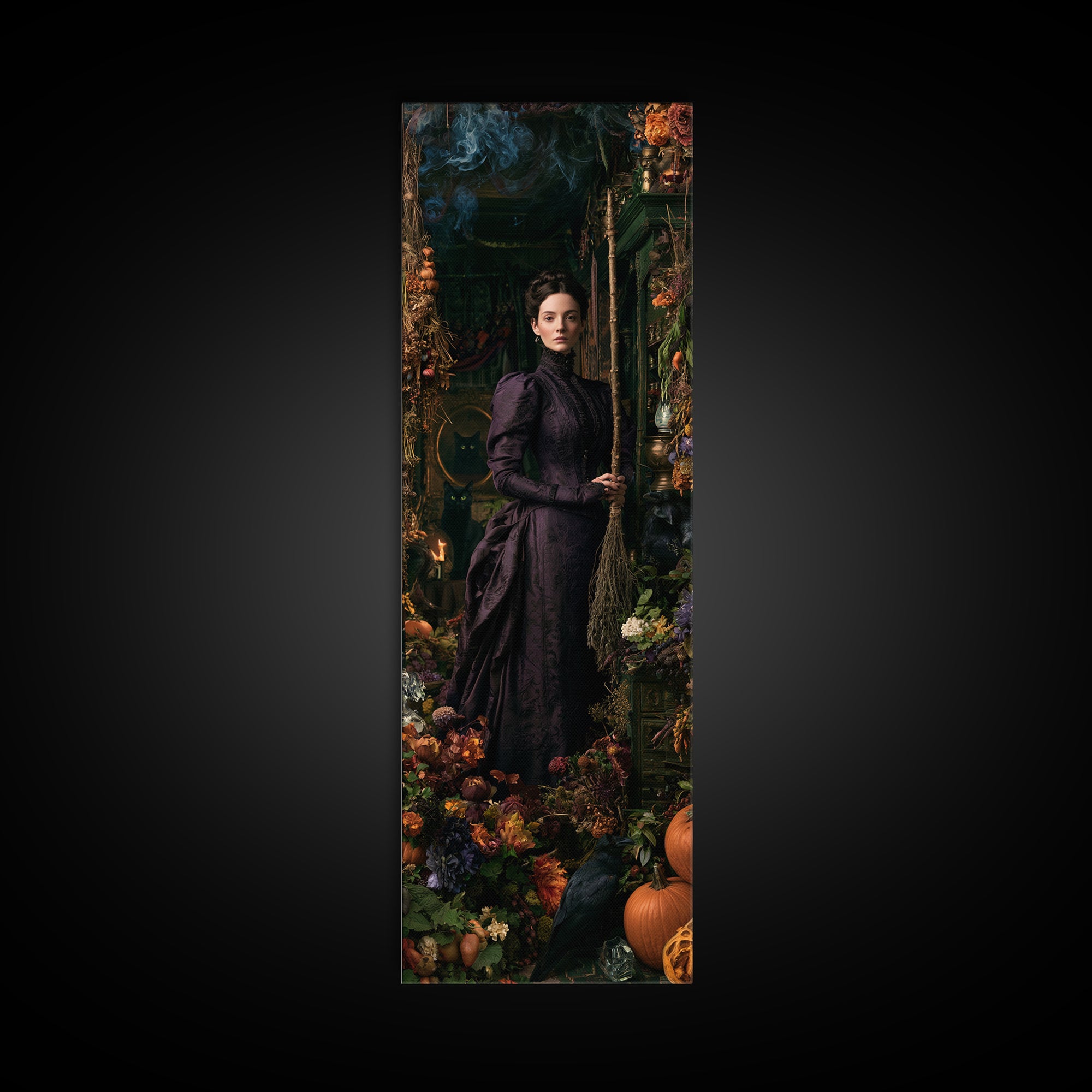 The Poison Garden, Macabre Victorian Decor, Tall Narrow Wall Art, Framed Canvas Print, Gothic Wall Decor, Halloween Portrait Art