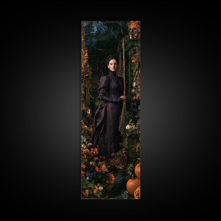 The Poison Garden, Macabre Victorian Decor, Tall Narrow Wall Art, Framed Canvas Print, Gothic Wall Decor, Halloween Portrait Art