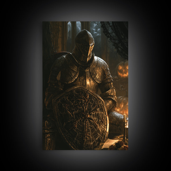 The Spider Knight, Victorian Gothic Art, Vertical Wall Art, Framed Canvas Print, Gothic Wall Decor, Halloween Portrait Art