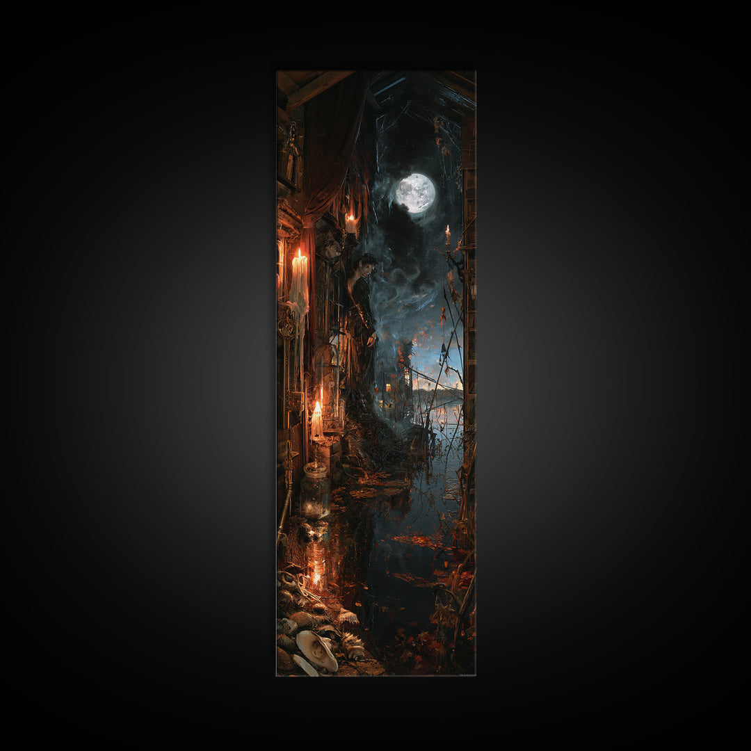 The Dream Eater, Dark Academia Wall Art, Tall Narrow Wall Art, Framed Canvas Print, Gothic Wall Decor, Halloween Portrait Art