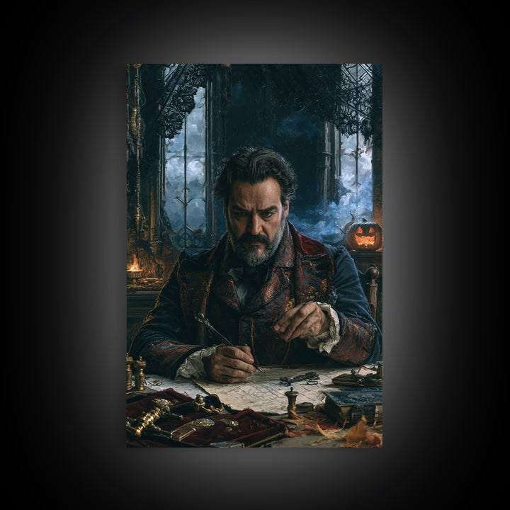 The Royal Coffin Maker, Victorian Horror Portrait, Vertical Wall Art, Framed Canvas Print, Gothic Wall Decor, Halloween Portrait Art