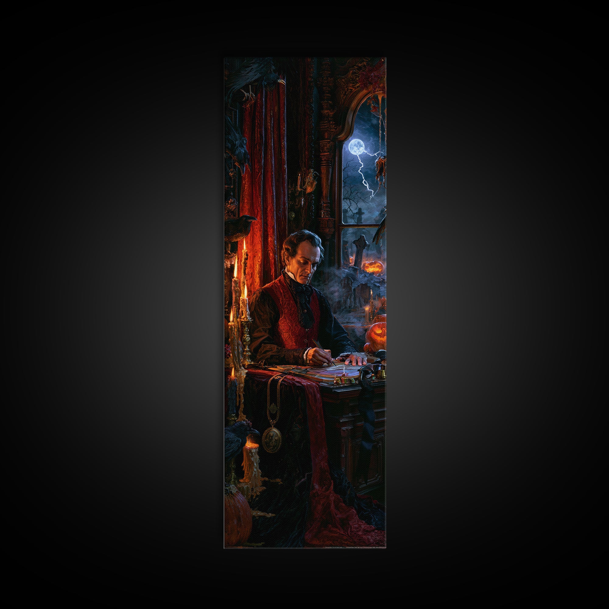 The Royal Coffin Maker, Macabre Victorian Decor, Tall Narrow Wall Art, Canvas Print, Gothic Wall Decor, Halloween Portrait Art