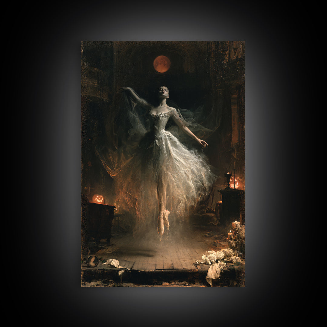 The Phantom Ballerina, Victorian Gothic Art, Vertical Wall Art, Canvas Print, Gothic Wall Decor, Halloween Portrait Art
