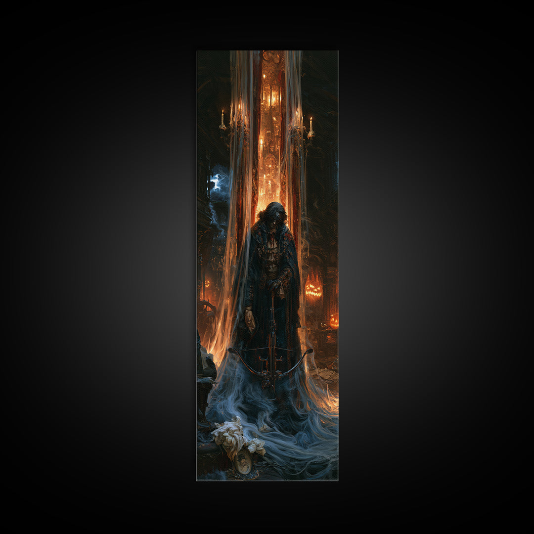 The Ghost Of The Witch Hunter, Victorian Horror Portrait, Tall Narrow Wall Art, Canvas Print, Gothic Wall Decor, Halloween Portrait Art