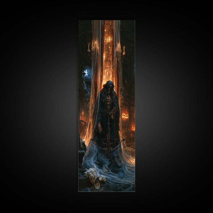 The Ghost Of The Witch Hunter, Victorian Horror Portrait, Tall Narrow Wall Art, Canvas Print, Gothic Wall Decor, Halloween Portrait Art