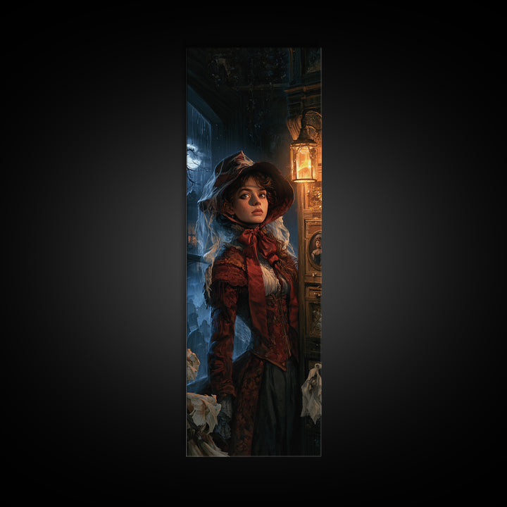 The Cemetery Beekeeper, Macabre Victorian Decor, Tall Narrow Wall Art, Canvas Print, Gothic Wall Decor, Halloween Portrait Art