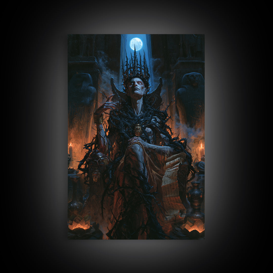 The Thorn-Crowned King, Macabre Victorian Decor, Vertical Wall Art, Framed Canvas Print, Gothic Wall Decor, Halloween Portrait Art