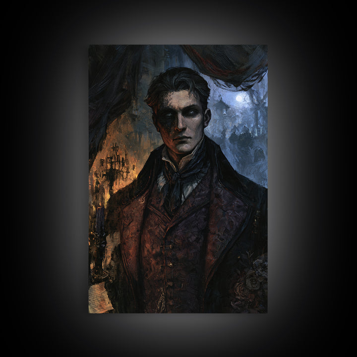 The Ash-Covered Oracle, Antique Gothic Portrait, Vertical Wall Art, Framed Canvas Print, Gothic Wall Decor, Halloween Portrait Art