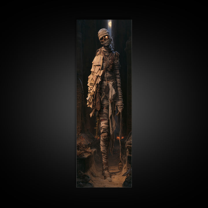 The Mummy Mail Carrier, Victorian Horror Portrait, Tall Narrow Wall Art, Canvas Print, Gothic Wall Decor, Halloween Portrait Art