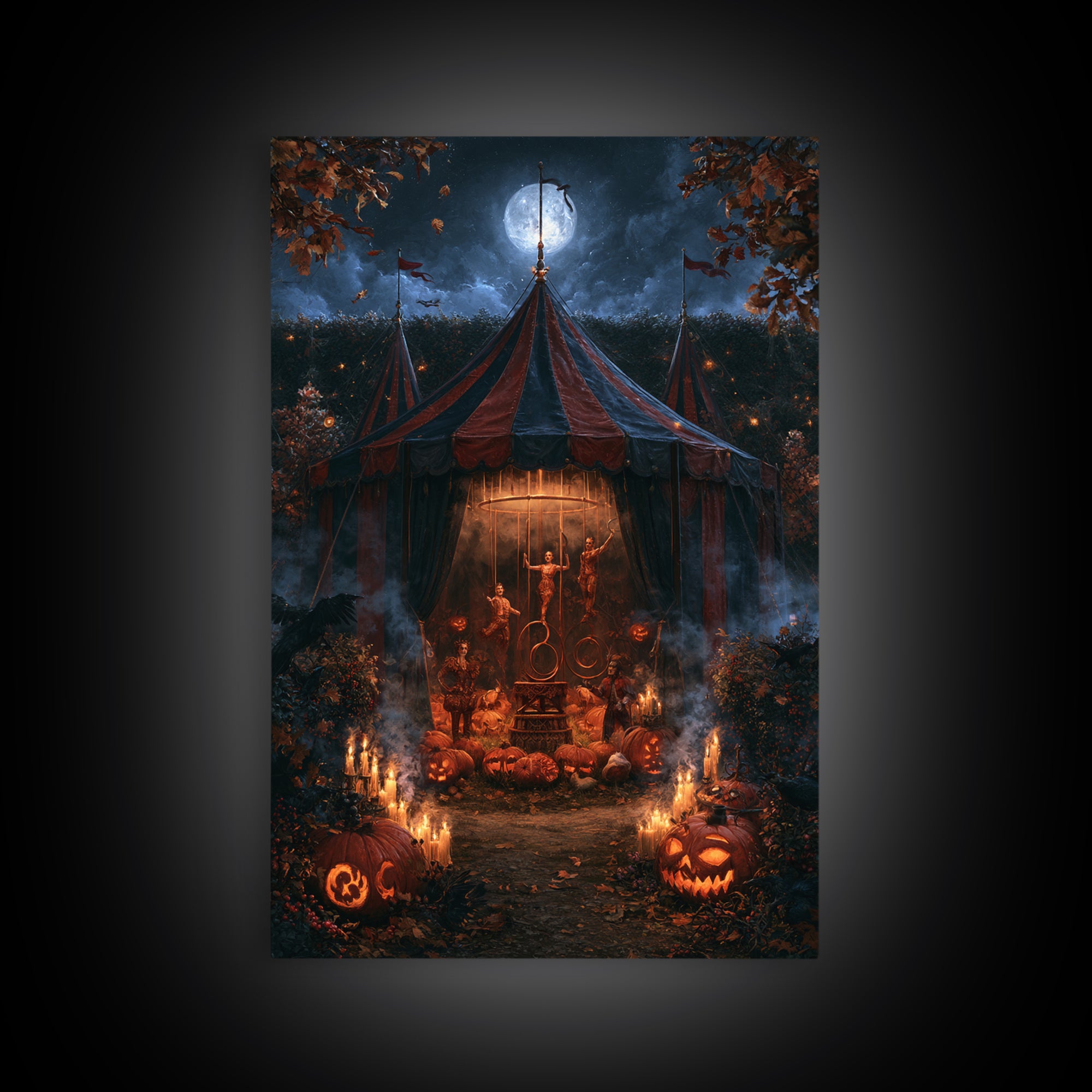 The Jack-O'-Lantern Circus, Macabre Victorian Decor, Vertical Wall Art, Framed Canvas Print, Gothic Wall Decor, Halloween Portrait Art