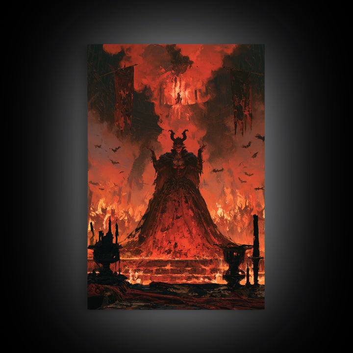 The Volcanic Demon Festival, Victorian Gothic Art, Vertical Wall Art, Framed Canvas Print, Gothic Wall Decor, Halloween Portrait Art
