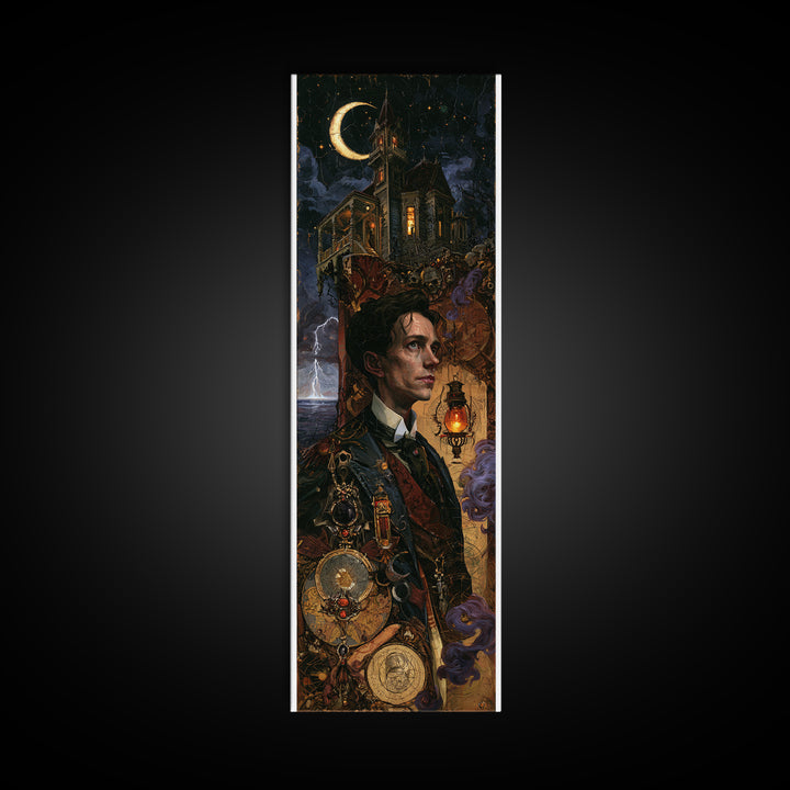 The Last House At The World'S Edge, Victorian Horror Portrait, Tall Narrow Wall Art, Framed Canvas Print, Gothic Wall Decor