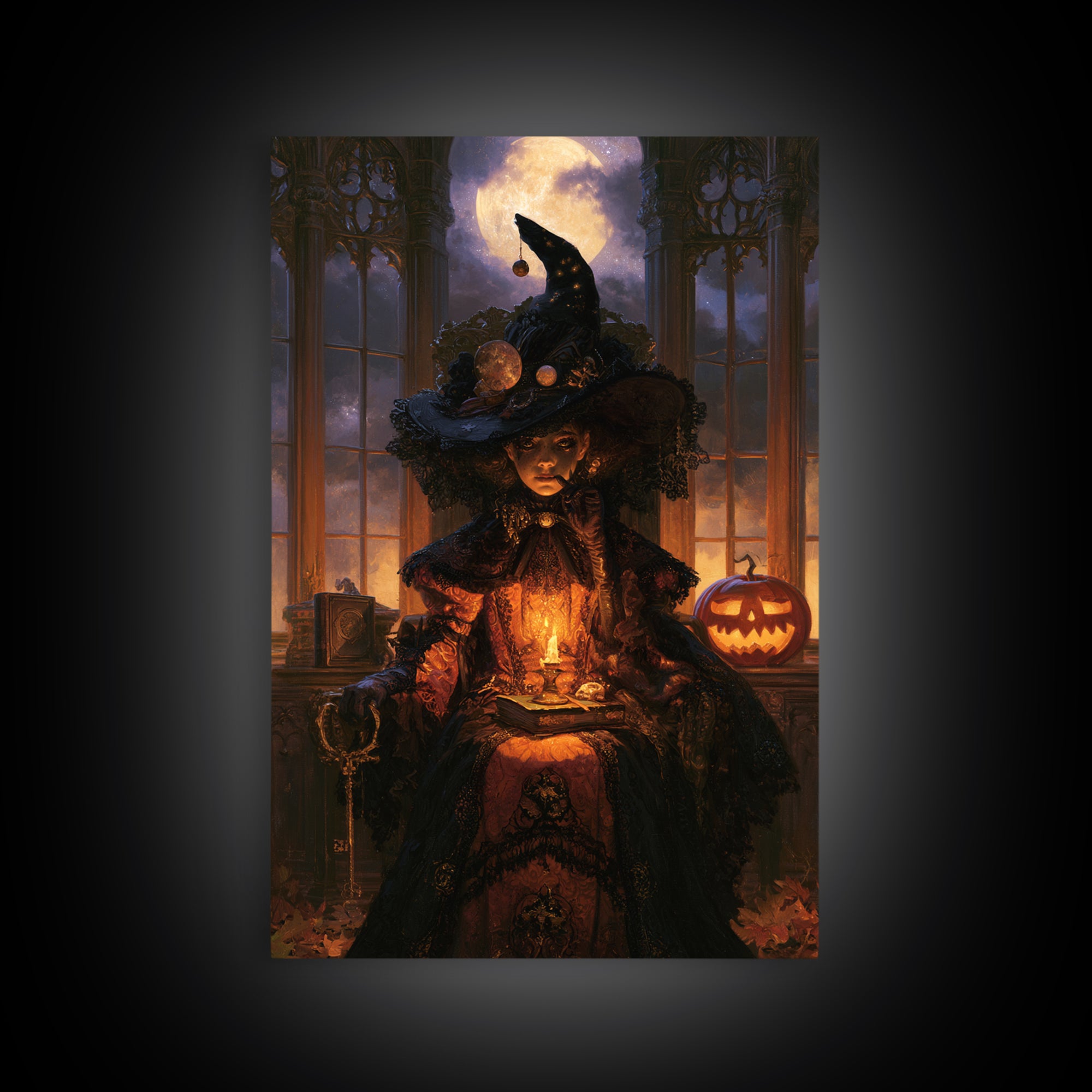 Halloween On Another Planet, Dark Academia Wall Art, Vertical Wall Art, Canvas Print, Gothic Wall Decor, Halloween Portrait Art
