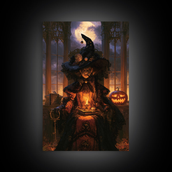 Halloween On Another Planet, Dark Academia Wall Art, Vertical Wall Art, Canvas Print, Gothic Wall Decor, Halloween Portrait Art